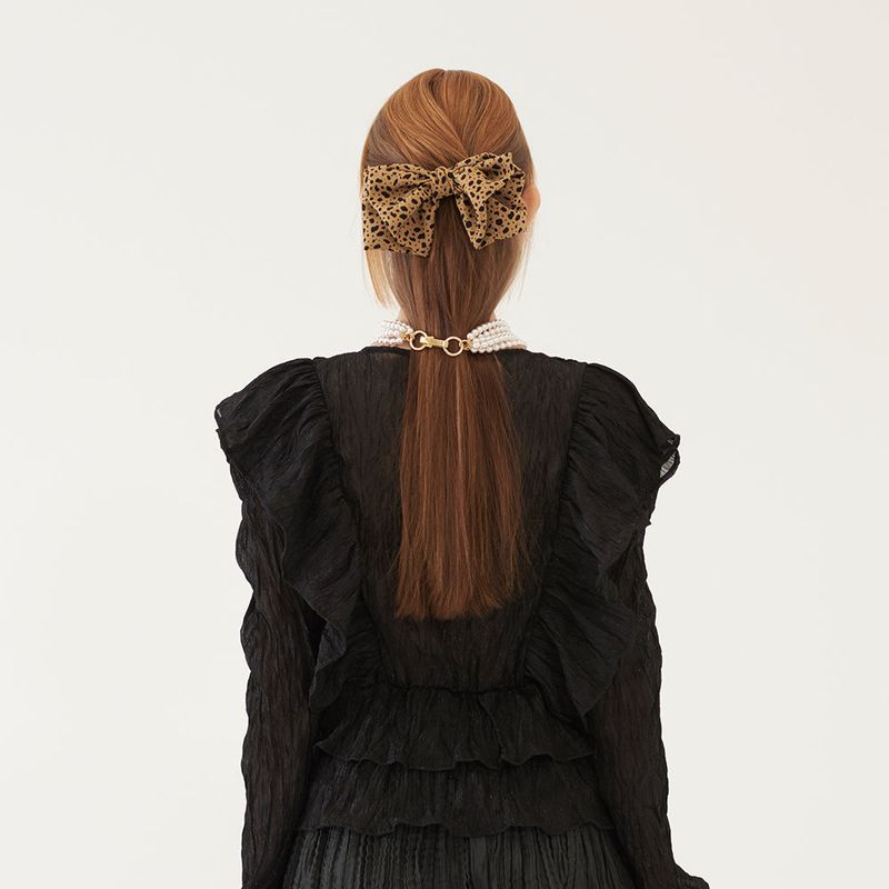 TMO BY 13MONTH(ティーエムオーバイサーティーンマンス)の「LEOPARD RIBBON HAIR PIN (BROWN)(Hair Accessories)」