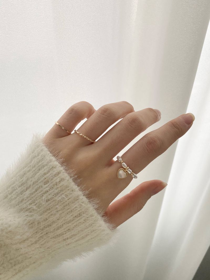 Shining Heart Layered Ring Set