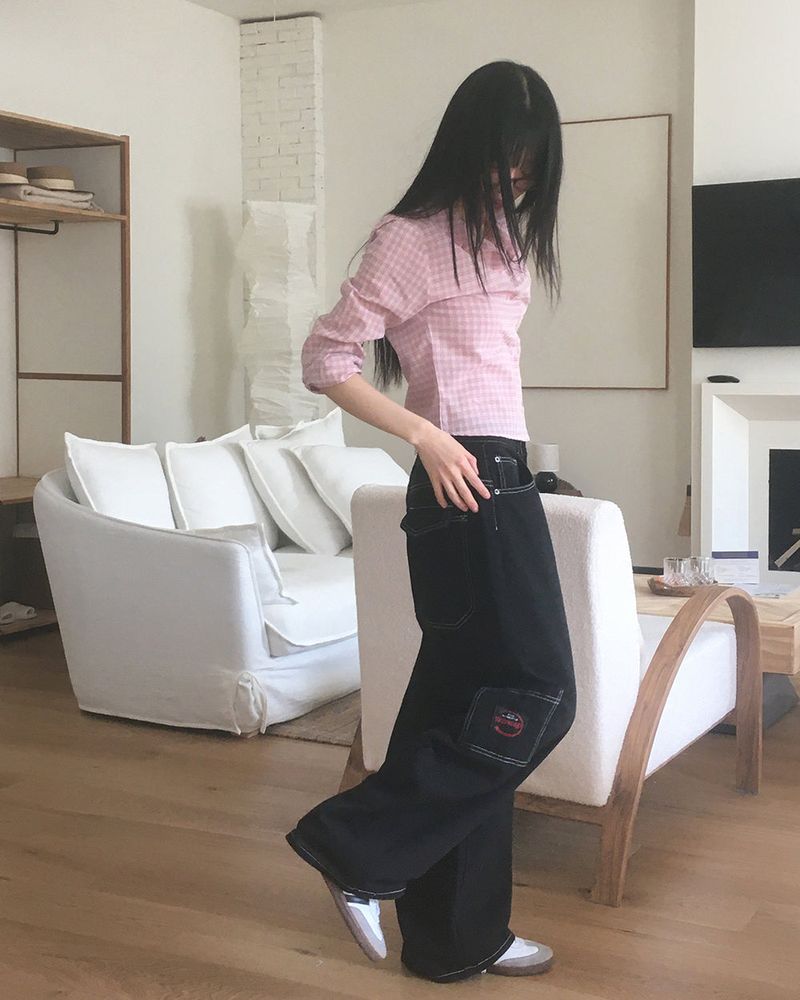 Welsh patch stitch wide cargo pants