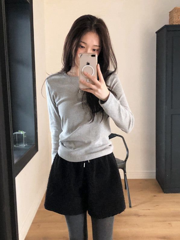 Peach Warm Basic Long Sleeve T-Shirt (6color)