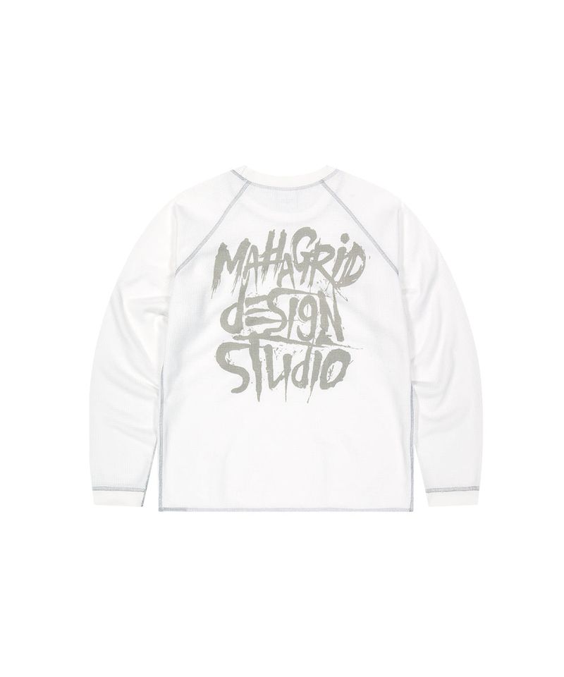 SLASH LOGO WAFFLE LONG SLEEVE_WHITE