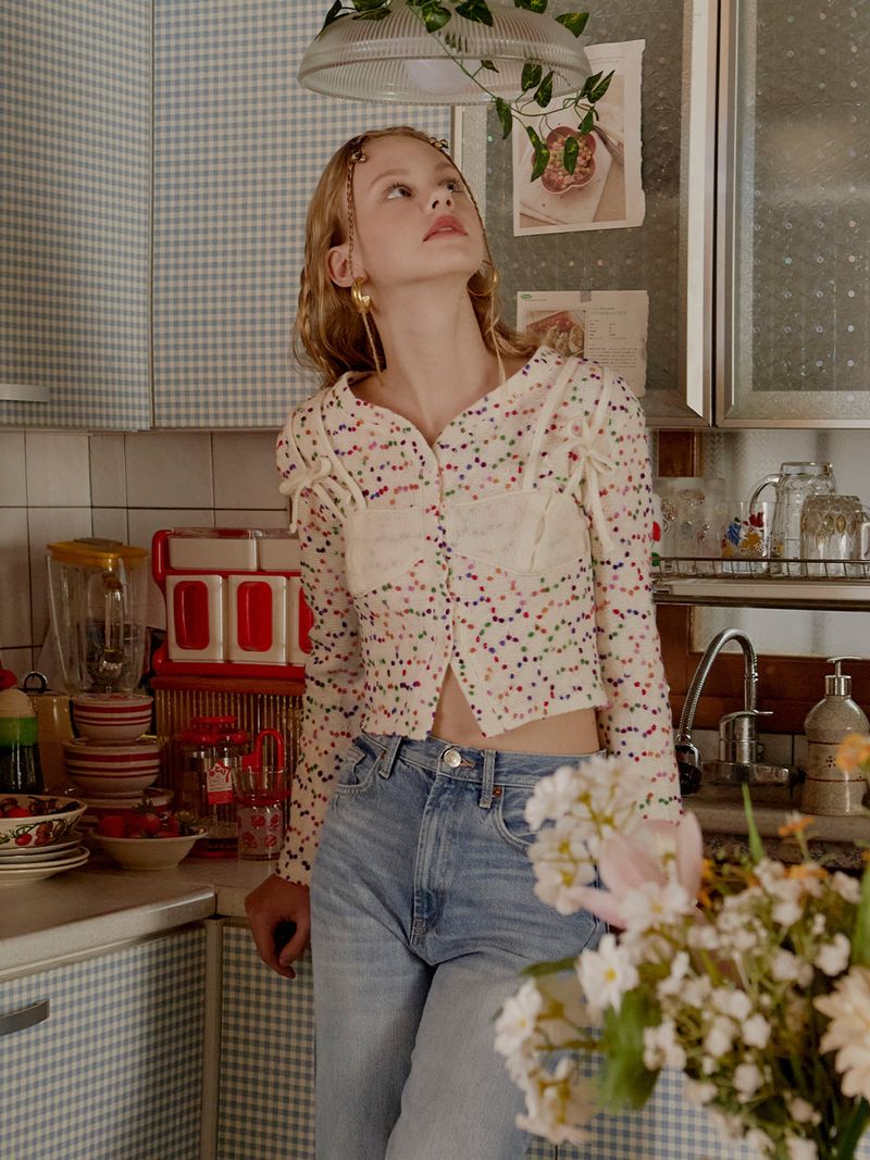 FABERFINGER(フェーバーフィンガー)の「Bustier Layered Dot Knit(Tops)」