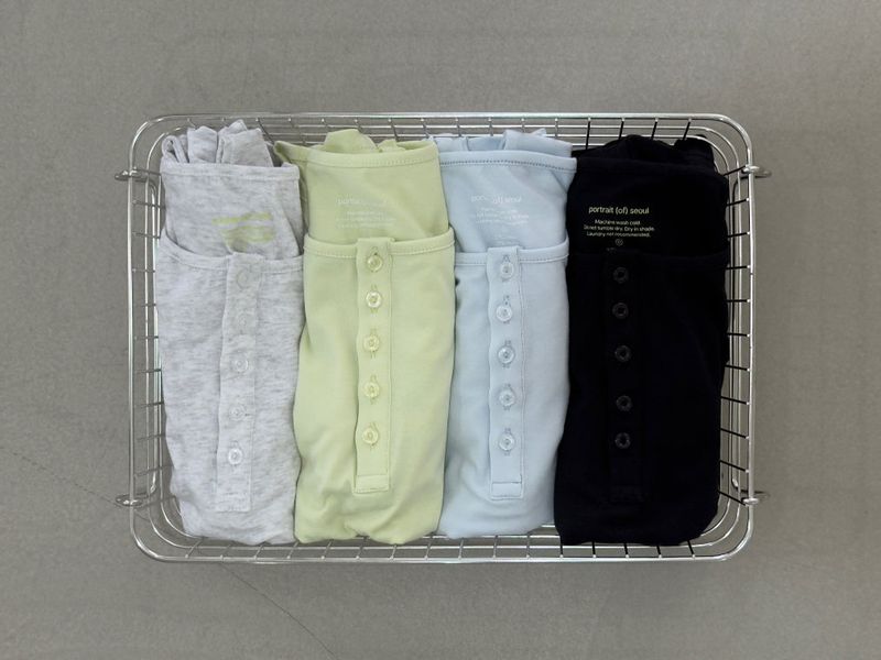 ブリーズ コットンモダール ヘンリーネック ティーシャツ (Bio-Washing) - ペール ライム