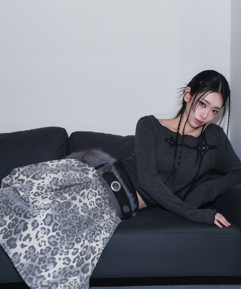 leopard long pleats wrap sk - leopard