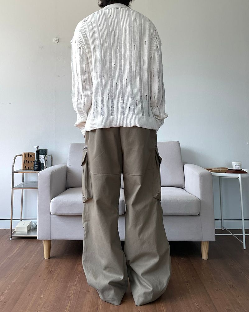 Eyelet Zip-up Knit Cardigan