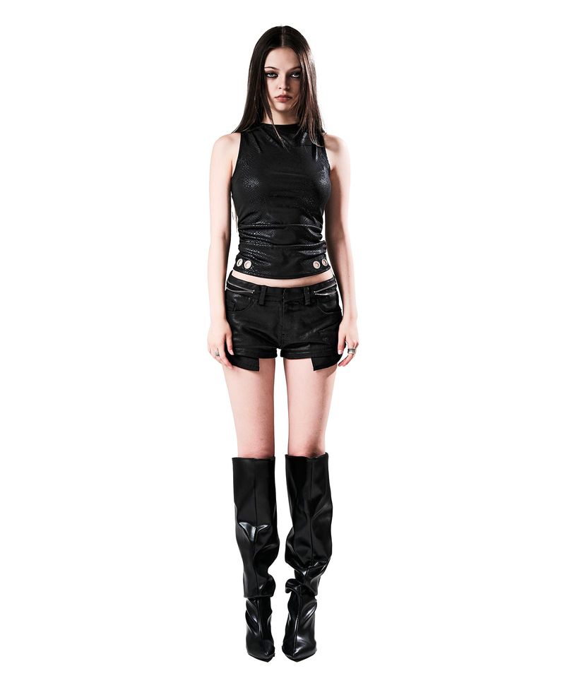 GLOW DENIM HOT PANTS BLACK