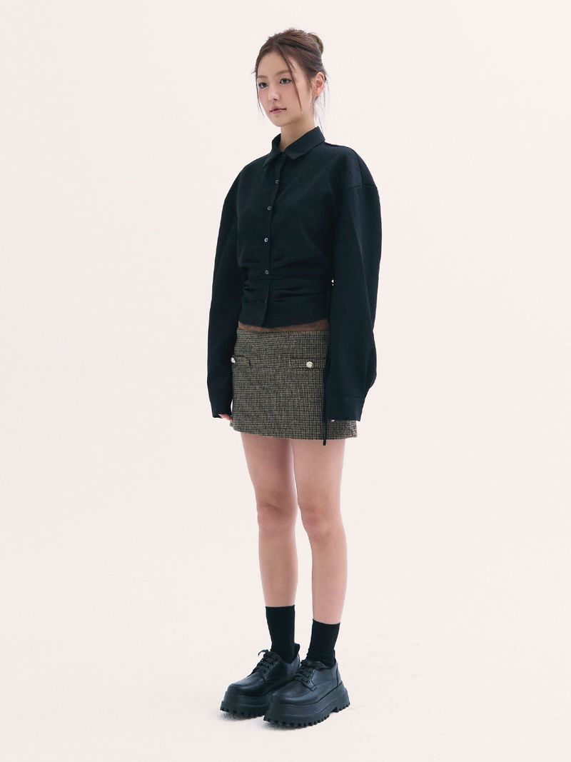 Leona shirring shirts BLACK