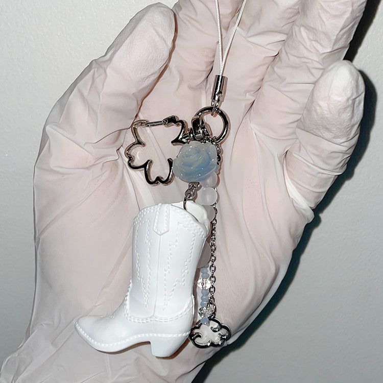 Cloudy White Boots Pendant Keyring Charm