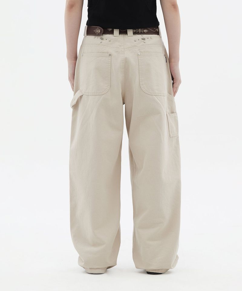 Stud Detail Carpenter Denim Pants_Ivory