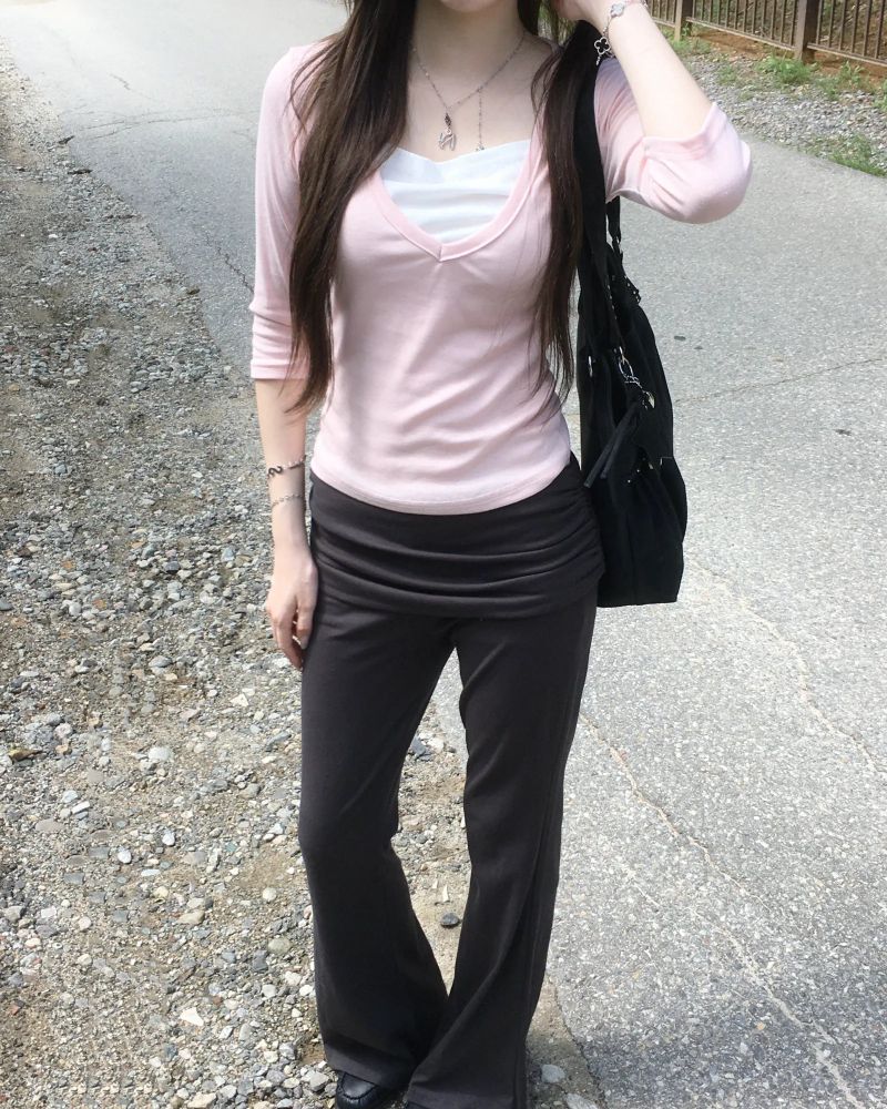 V neck layered T