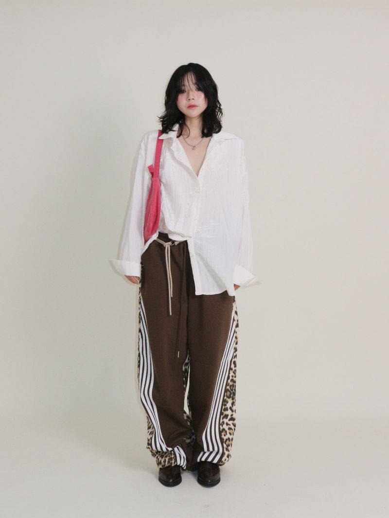 Leopard leopard print diagonal coloring track jogger pants
