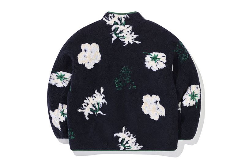 WILD FLOWER FLEECE JACKET_NAVY