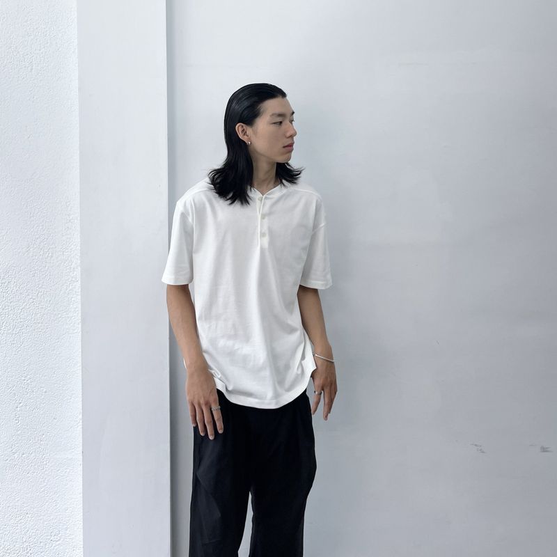 Collarless Henley Tee