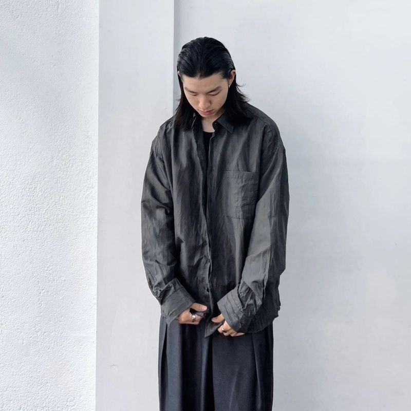 Pleated Texture Drop-Shoulder Shirt