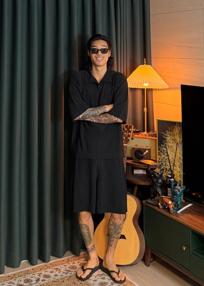 [ VIR Style Original ] INKKI Buttonless Pleated Wide Half Pants 