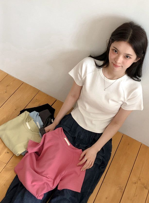 SHOPPERLAND(ショッパーランド)の「ND Basic Rib Crop Short Sleeve T-shirt (6color)(Tops)」