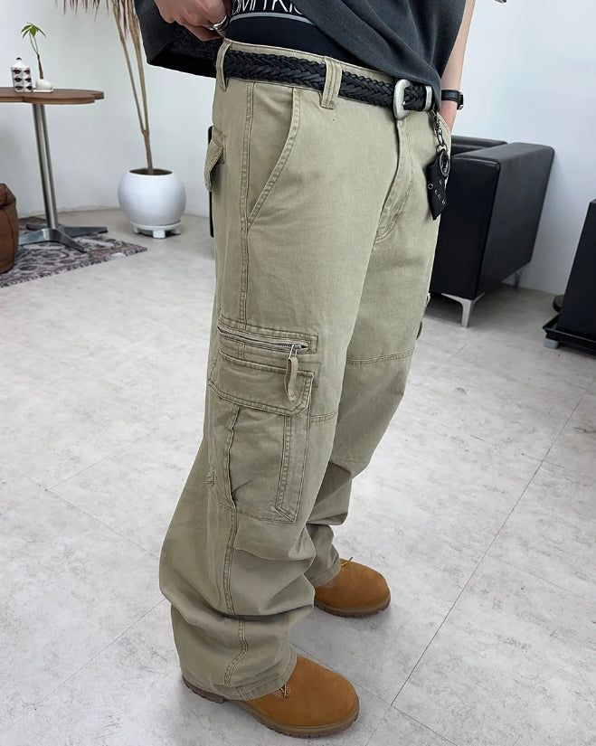 Liev Washed Zipper Cargo Pants