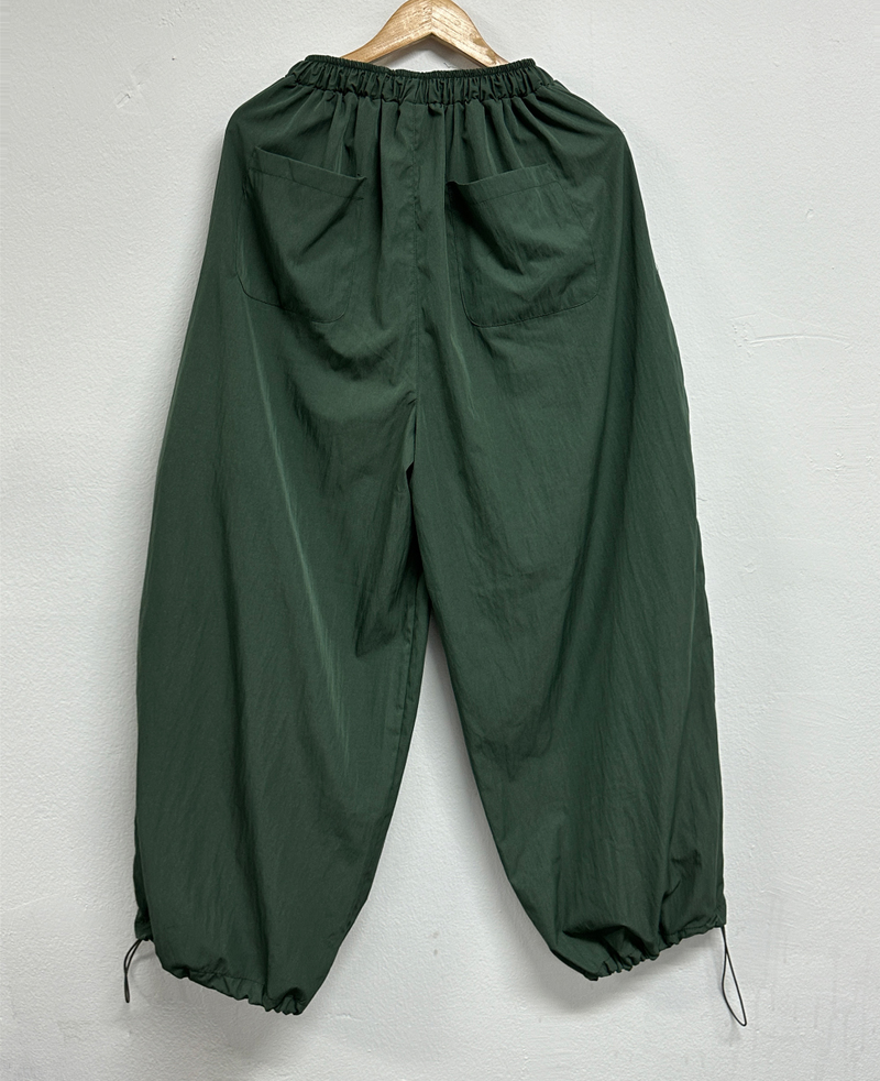 BALLOON SNAP POINT NYLON PANTS💚🩶🖤