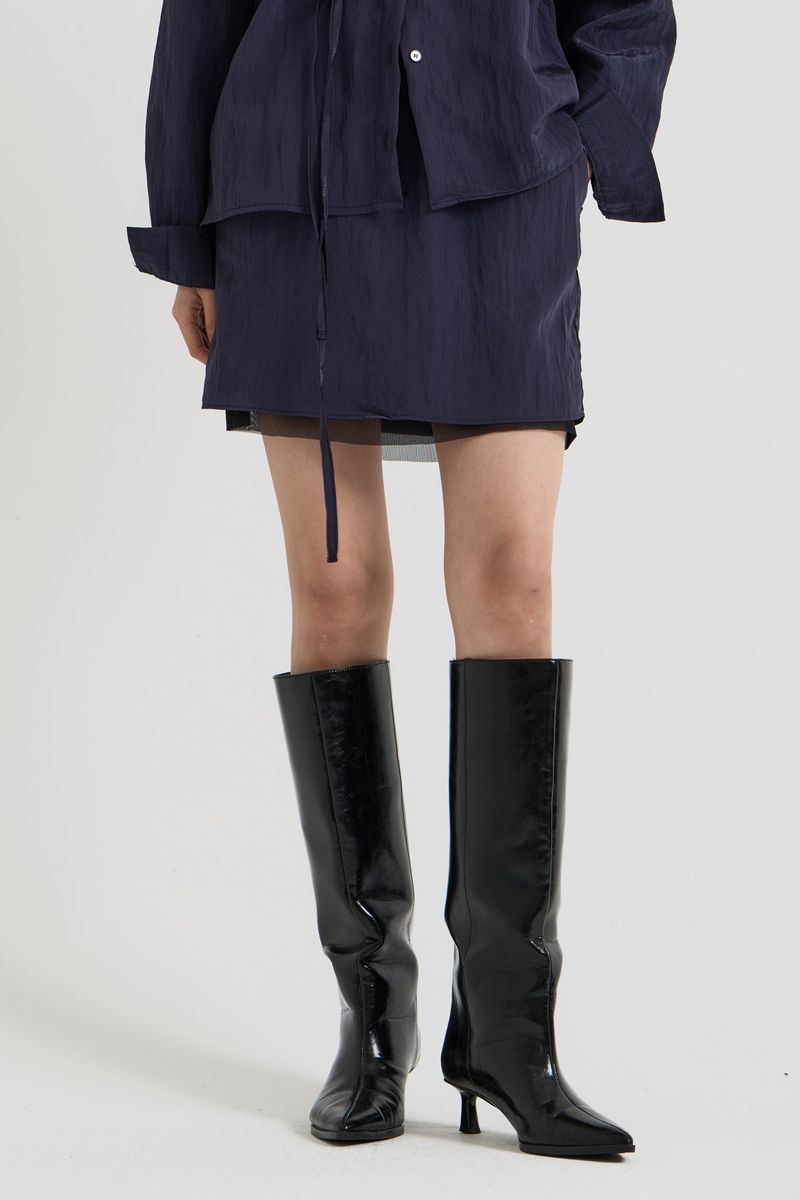 Sheer Layered Mini Skirt, Charcoal