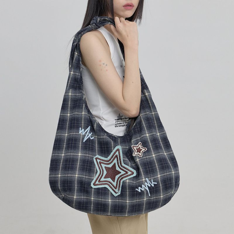Star Check Applique Shoulder Bag