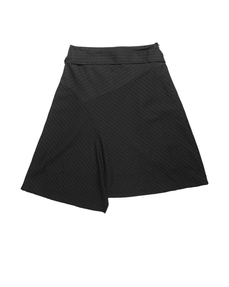  BELTED UNBAL STRIPE SKIRT