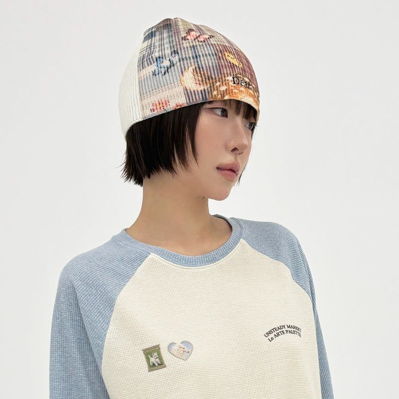 UNSTEADYMARKET(アンステディマーケット)の「ディア パッチワーク ビーニー(帽子)」