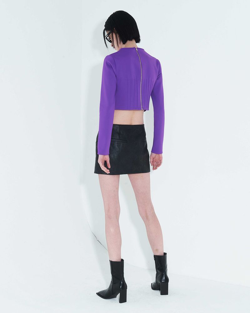 Pintuck Jersey Top _ Purple