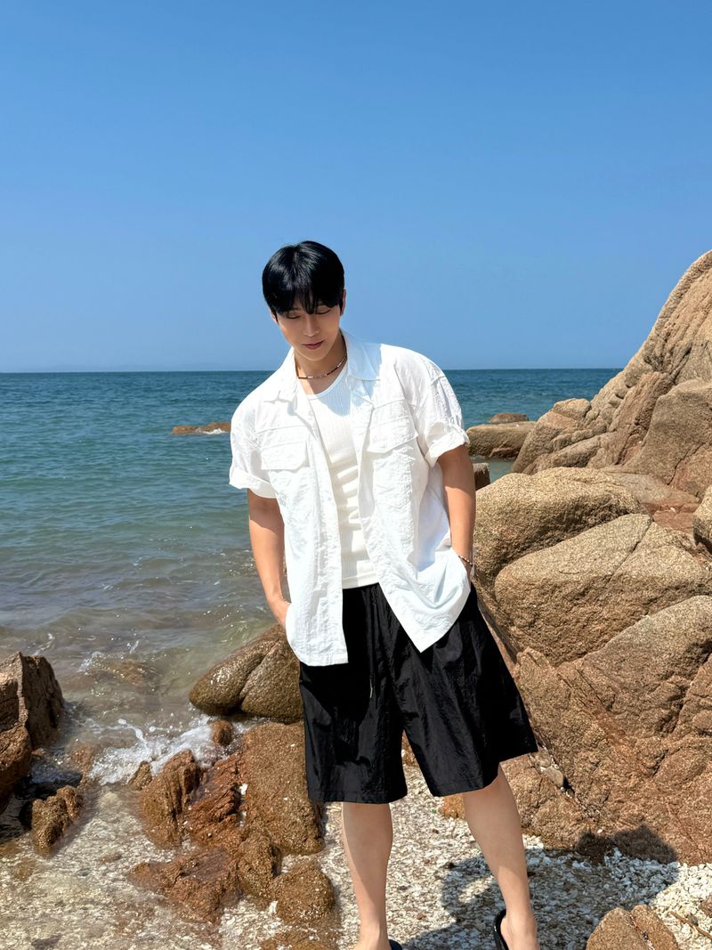 Swim nylon bermuda pants