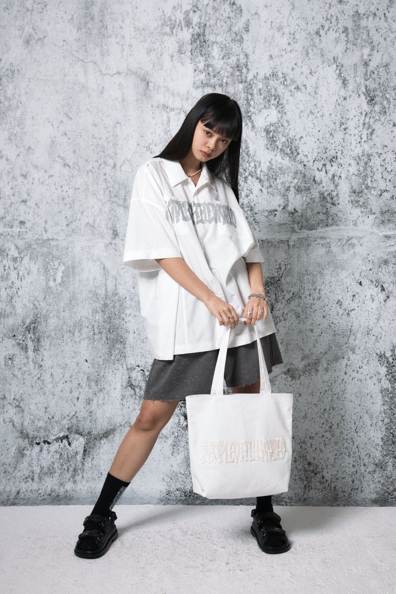 low-edge short-sleeved shirt (WHITE)