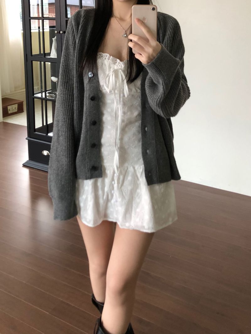 V-knit cardigan (2 colors)