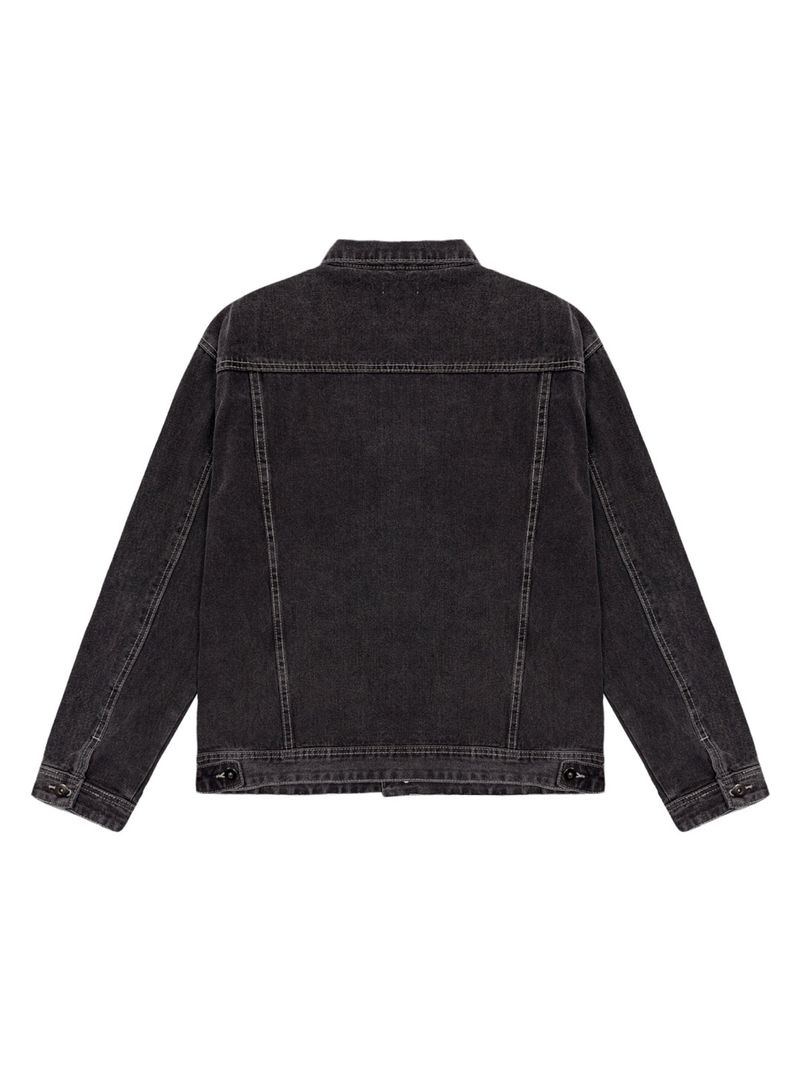 Basic Washed Black Denim Jacket