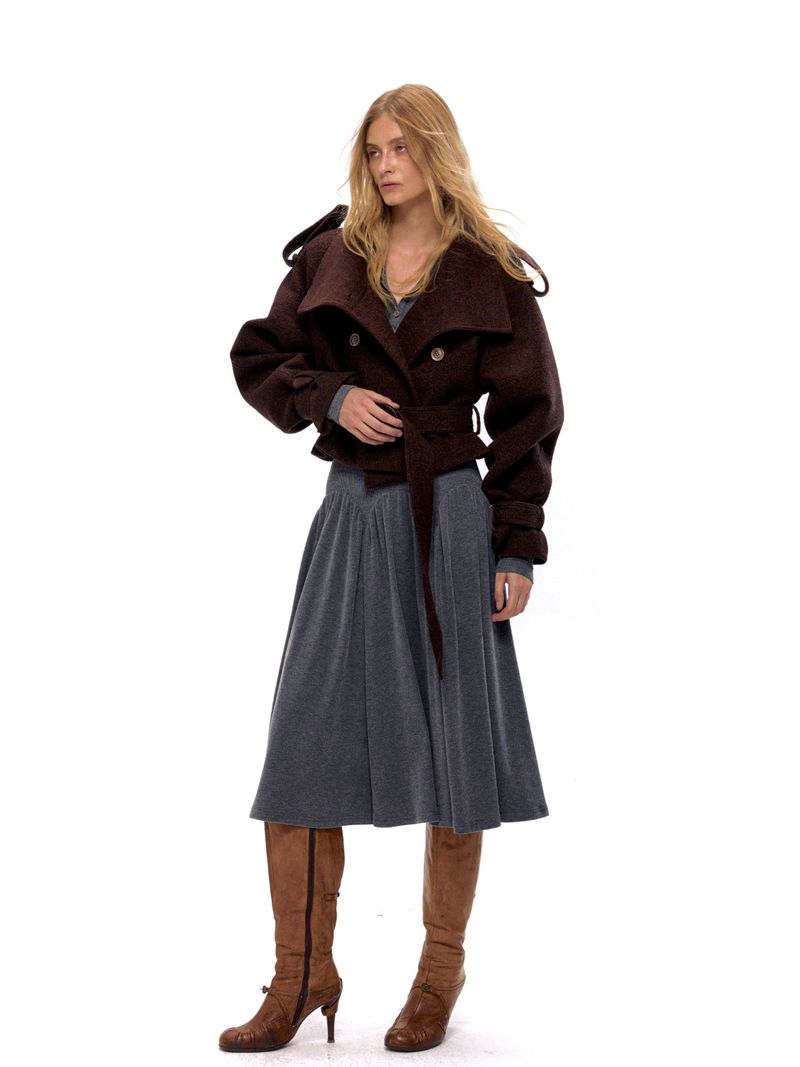 NyDkyel™ Knit hooded dress with irregular buttons embellished with fleece feel pit stripe