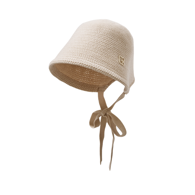 Basic Wool Knit Bonnet Hat (Beige)