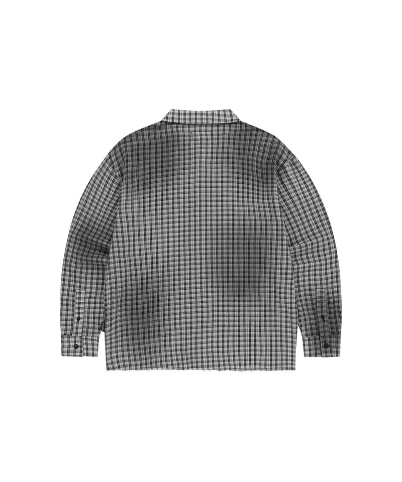 SPRAY DYEING CHECK CROP SHIRT