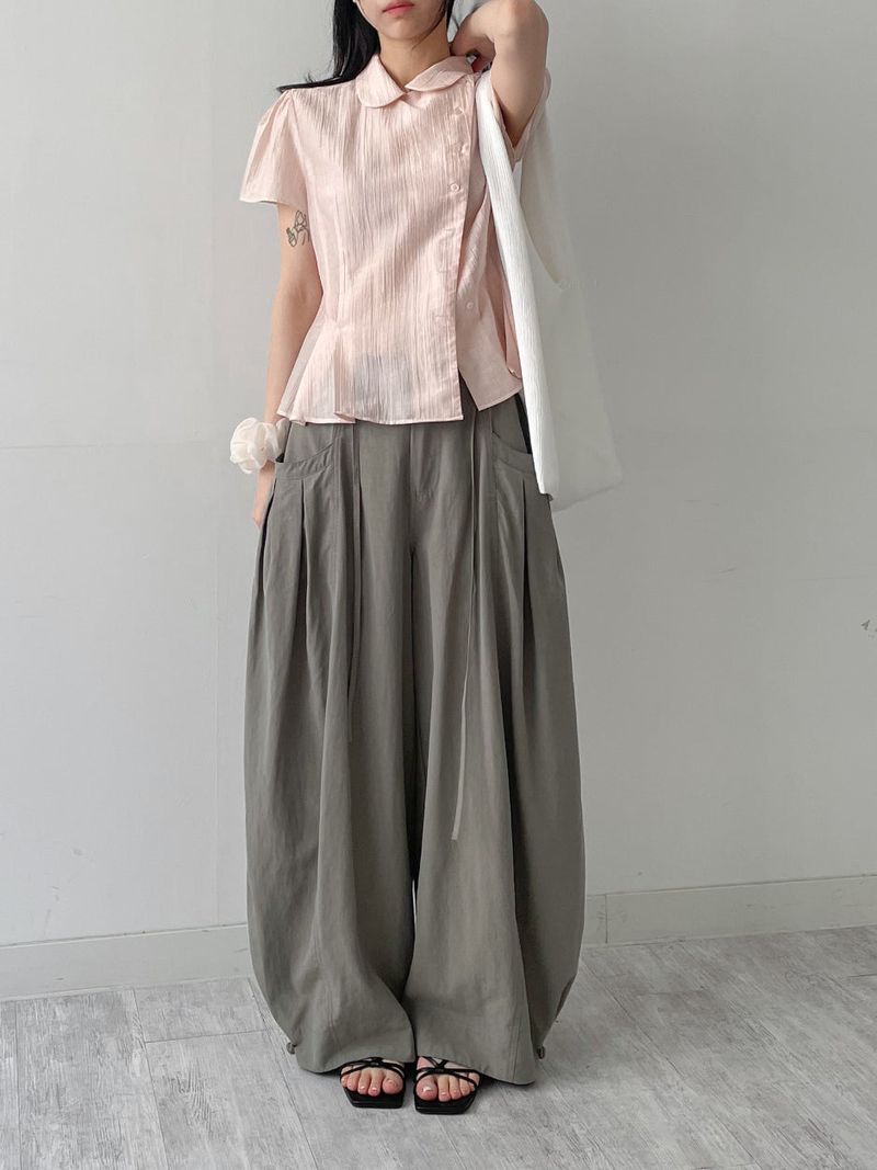 Harbor Unbalanced Short Sleeve Blouse