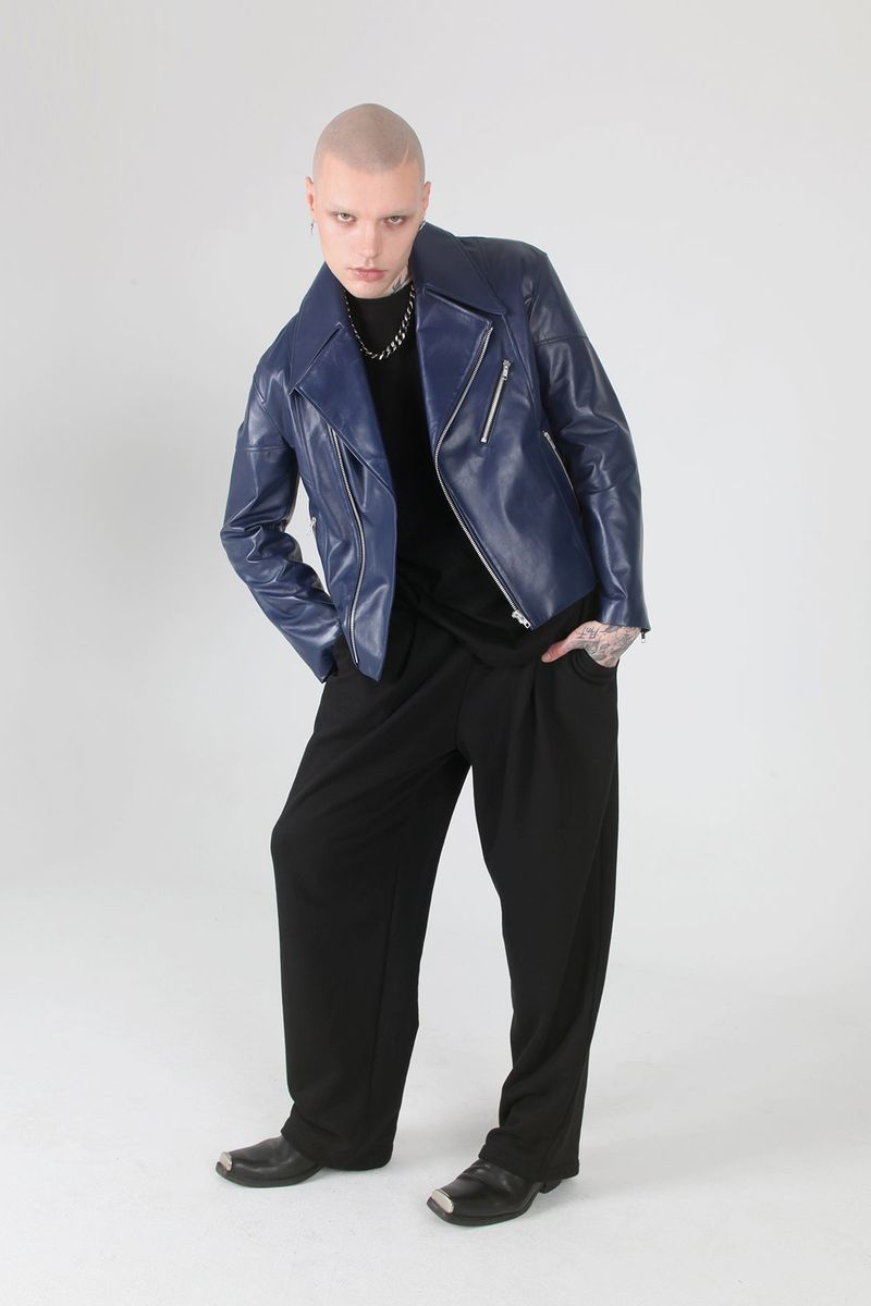 Midnight Blue Lamb Skin Rider Jacket