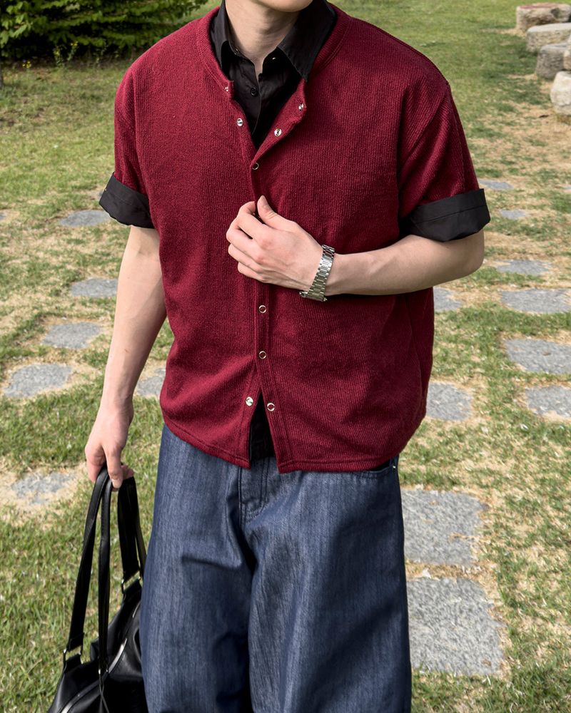 Ruric Rib Snap Half Sleeve Cardigan