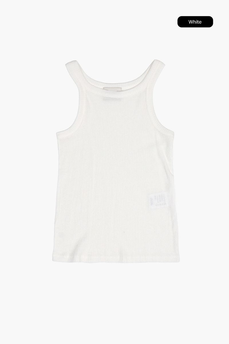 Half wrinkled ribbed sleeveless