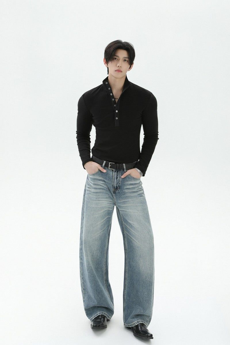 Thermal Fitted Henley Long Sleeve Tee