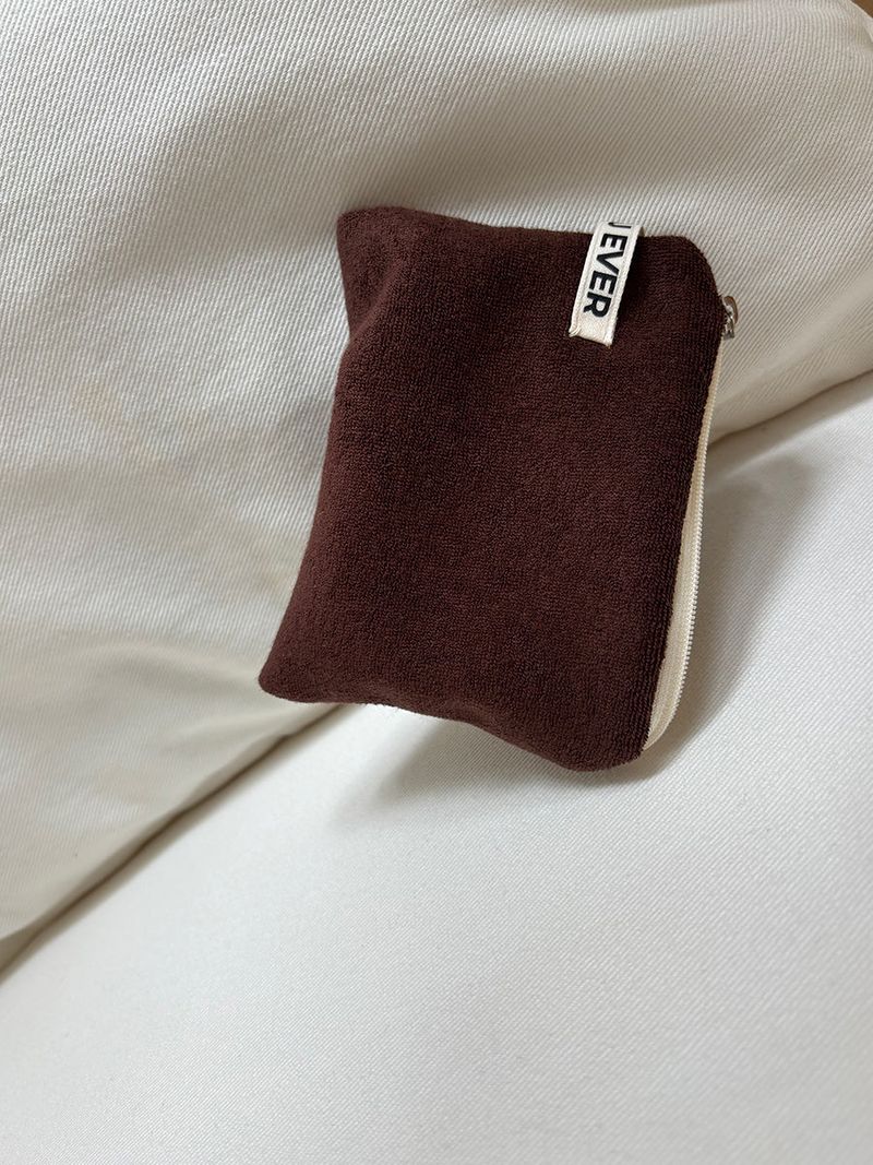 Terry flat pouch - brown , M size