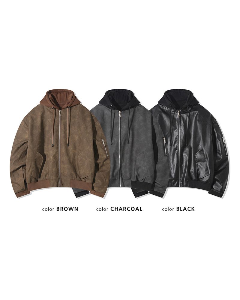 Neren Hood Bomber Leather Padding