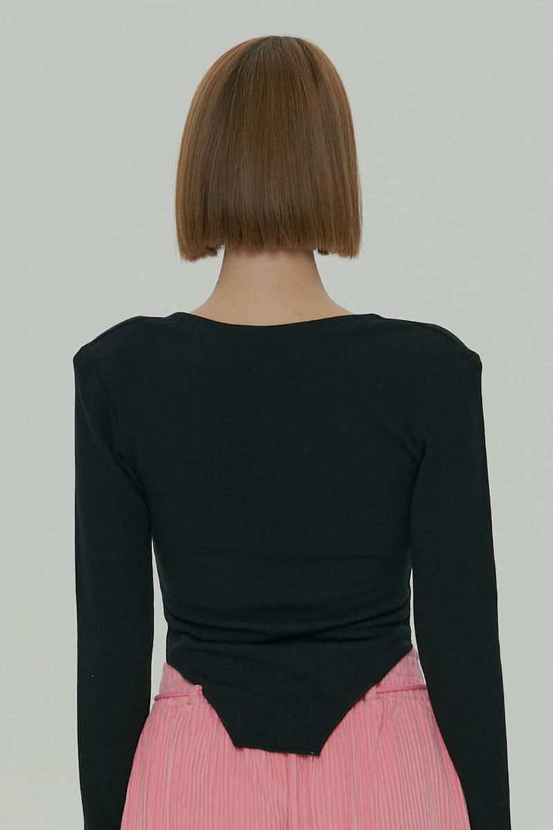 SOFT SQUARE NECK TOP / BLACK