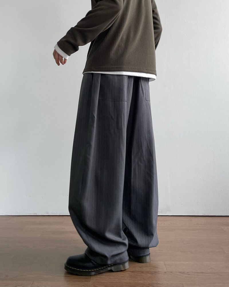 Drape Stripe Banding Slacks