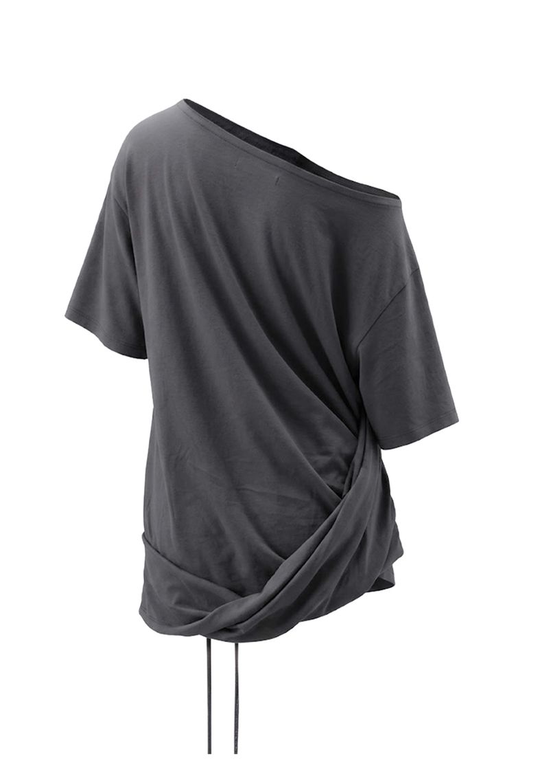 TILT OFF-SHOULDER TOP . CHARCOAL