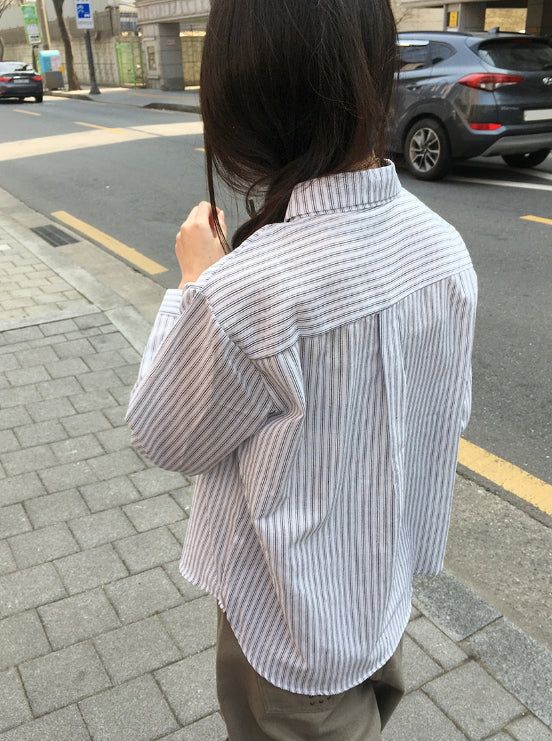 Hiche Stripe Basic Pocket Shirt