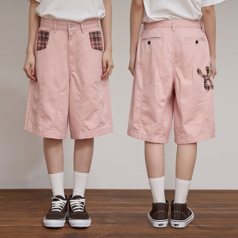 チェックアップリケハーフパンツ