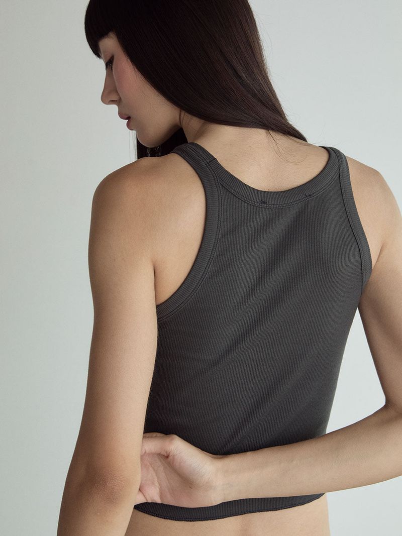 Cotton Sleeveless Top_Charcoal