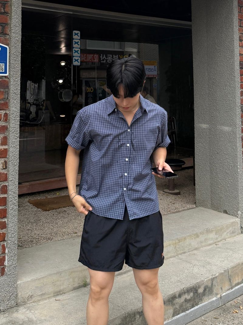 Ray crop checkered short-sleeved shirt