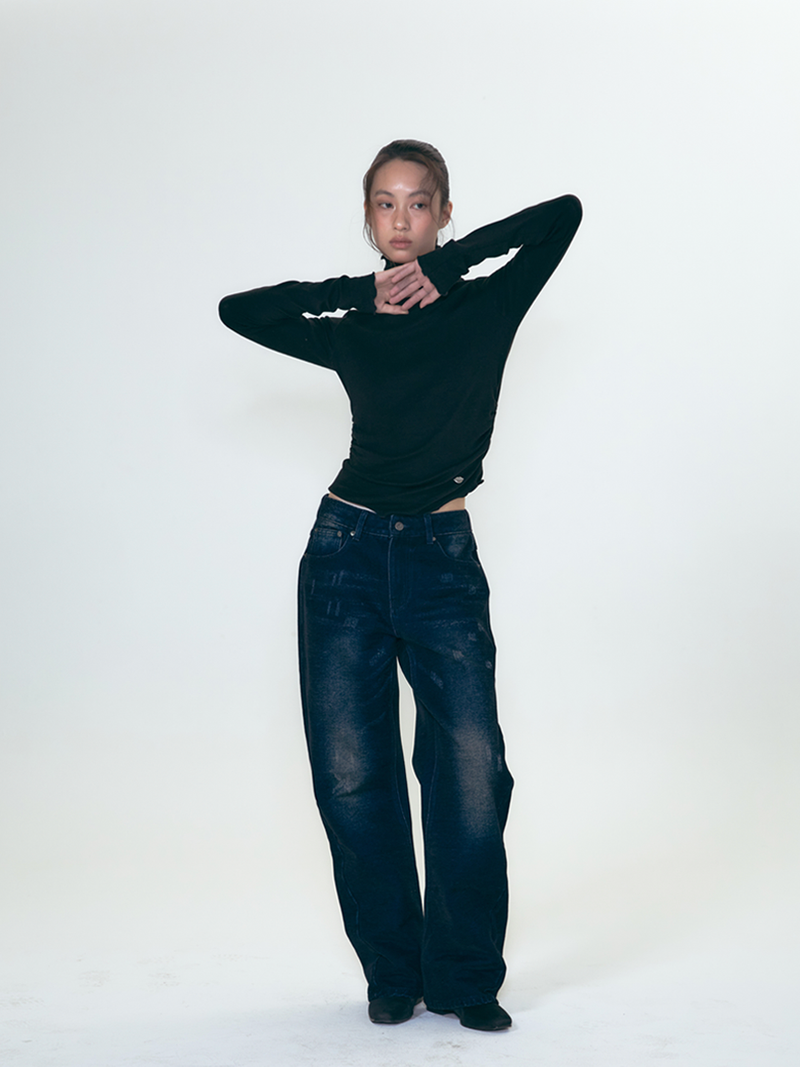 DEEP WINTER BRUSHED DENIM PANTS / BLUE