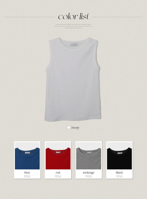 High Quality Basic Rib Sleeveless (5color)